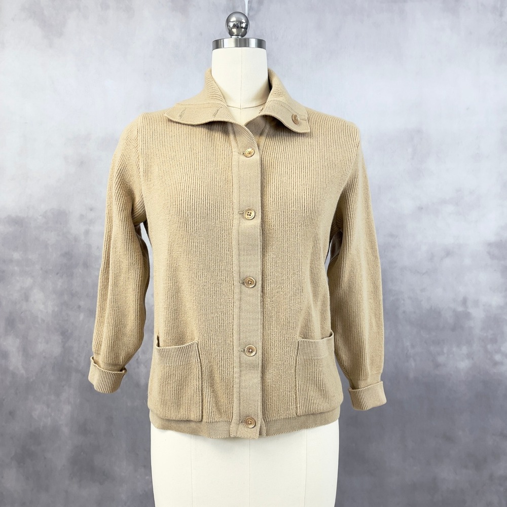 Vtg 60s St Croix Knits Women Cardigan Sweater Size M Zephyr Wool Preppy Heritage